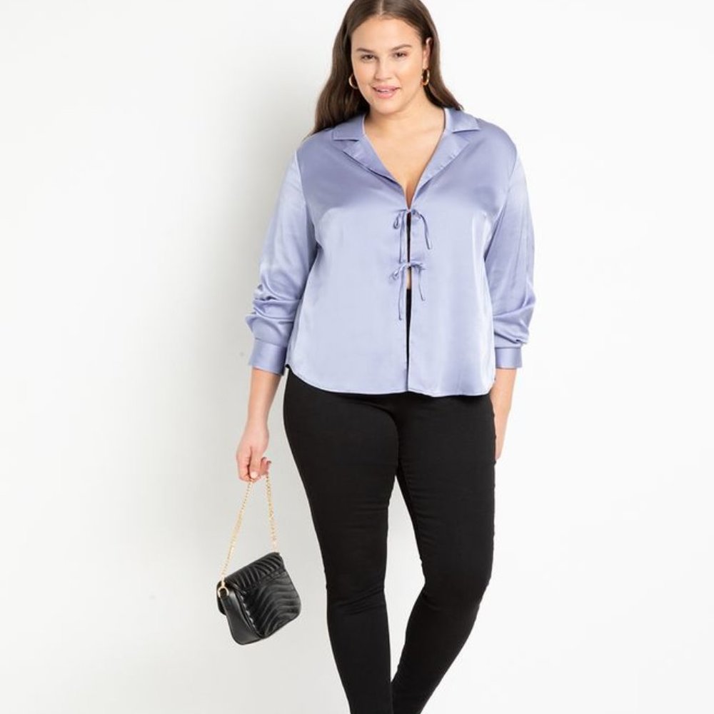 Eloquii Size 20 Satin Top With Ties